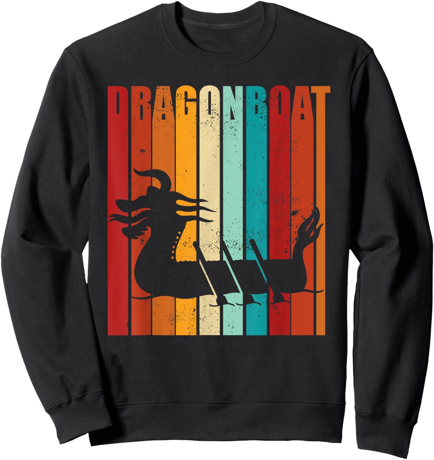 Dragon boat racing dragon boat retro paddling design Sweatshirt - Sweatshirt | Black