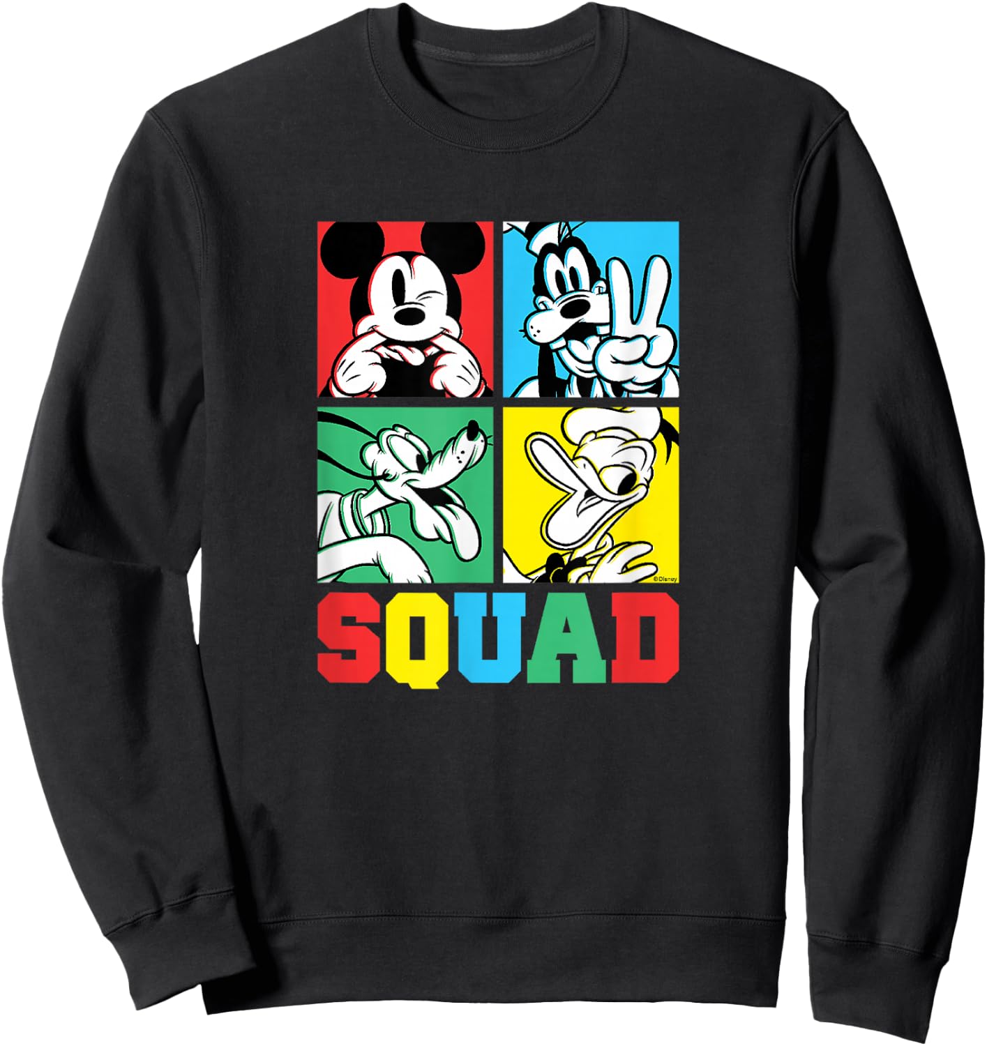 Disney - Mickey, Goofy, Donald, Pluto Squad Grid Sweatshirt - Sweatshirt | Black