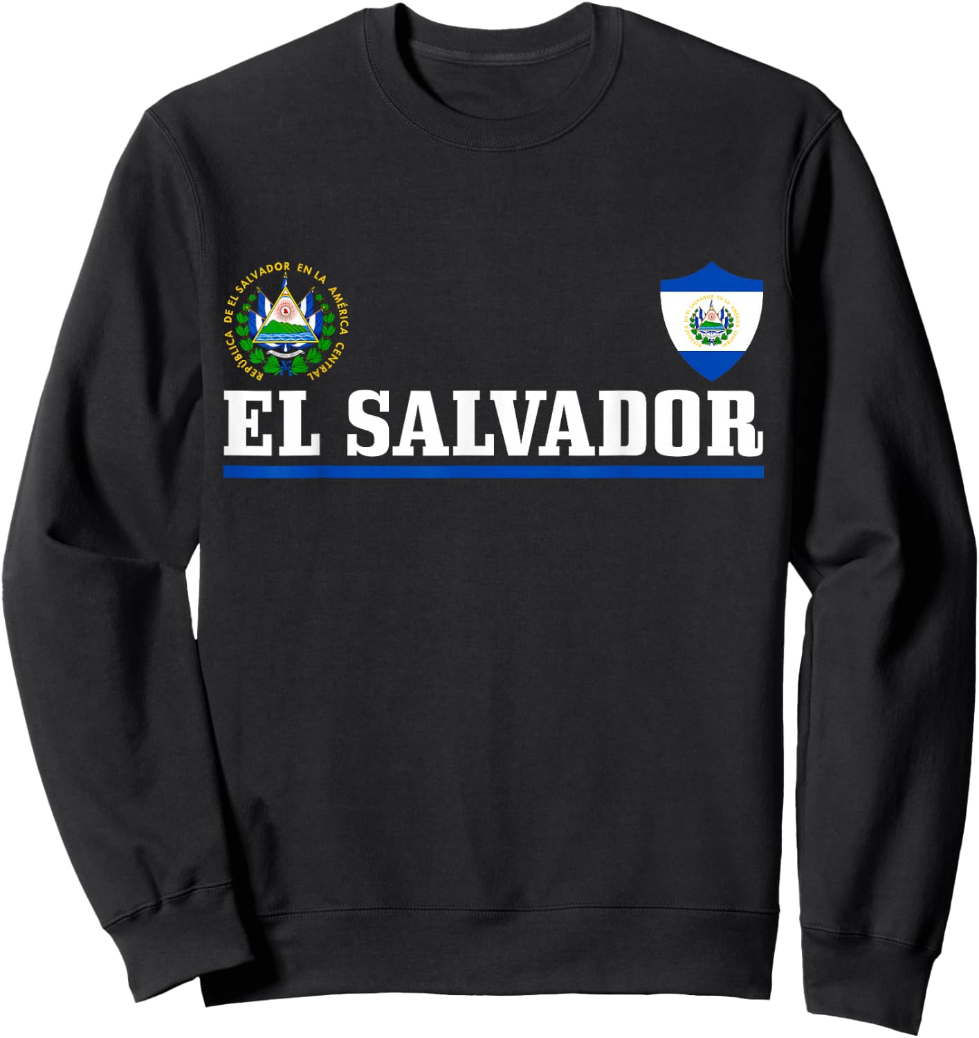 El Salvador Pride Salvadoran Flag Sweatshirt - Sweatshirt | Black