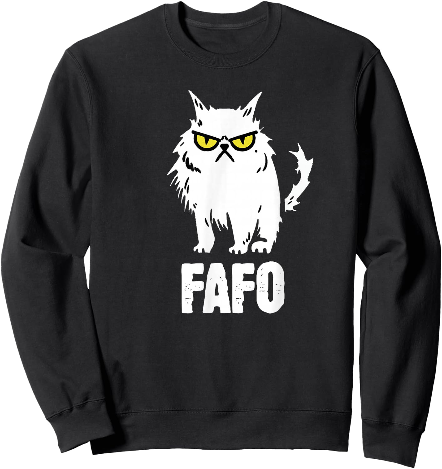 Funny Cat Designs -Adults FAFO Cat - Black - Small - Short Sleeve - - Classic Fit - All Seasons Sweatshirt - Sweatshirt | Black