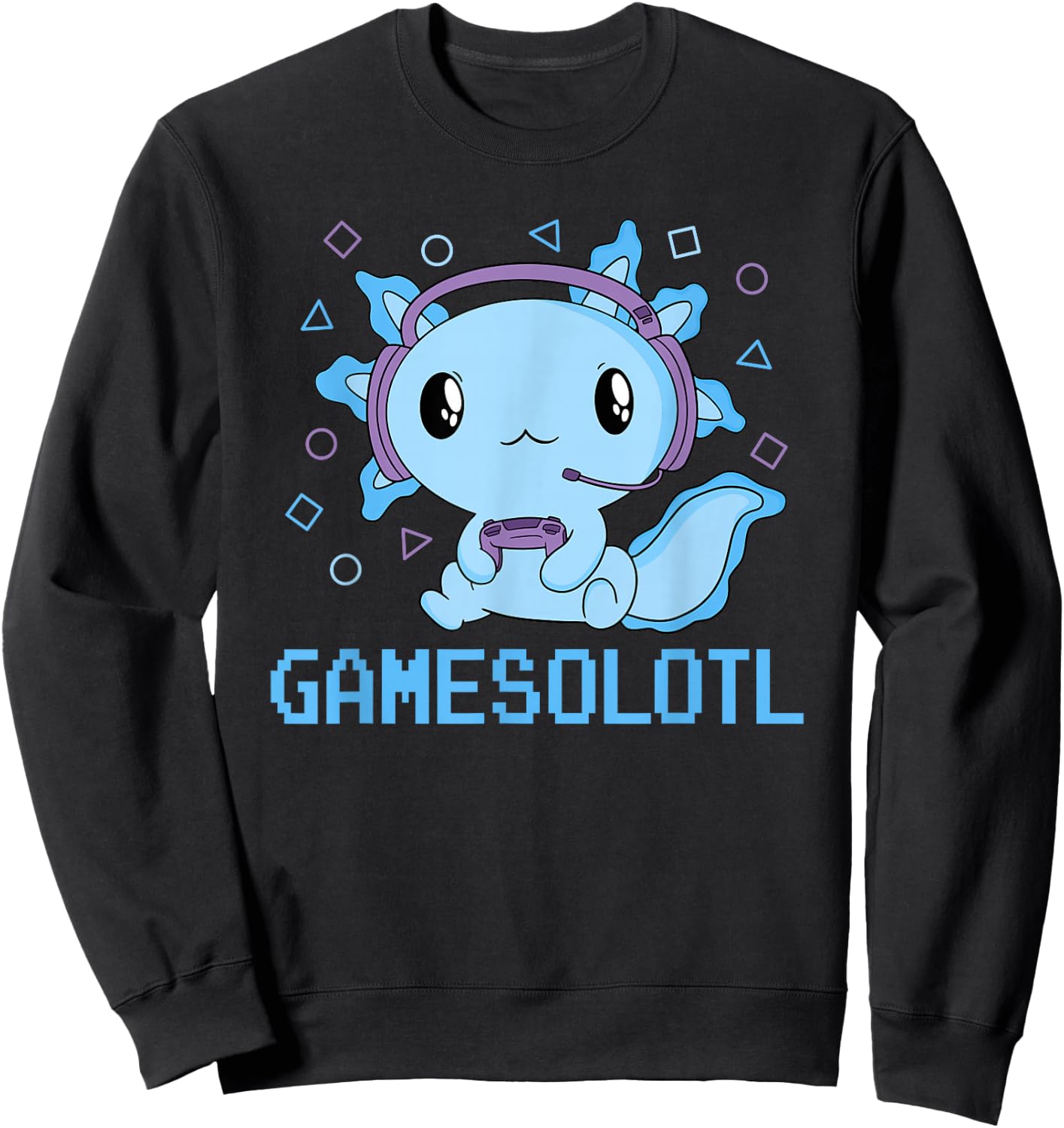 Funny Gamesolotl Kawaii Gaming Axolotl Video Gamer Boys Kids Sweatshirt - Sweatshirt | Black