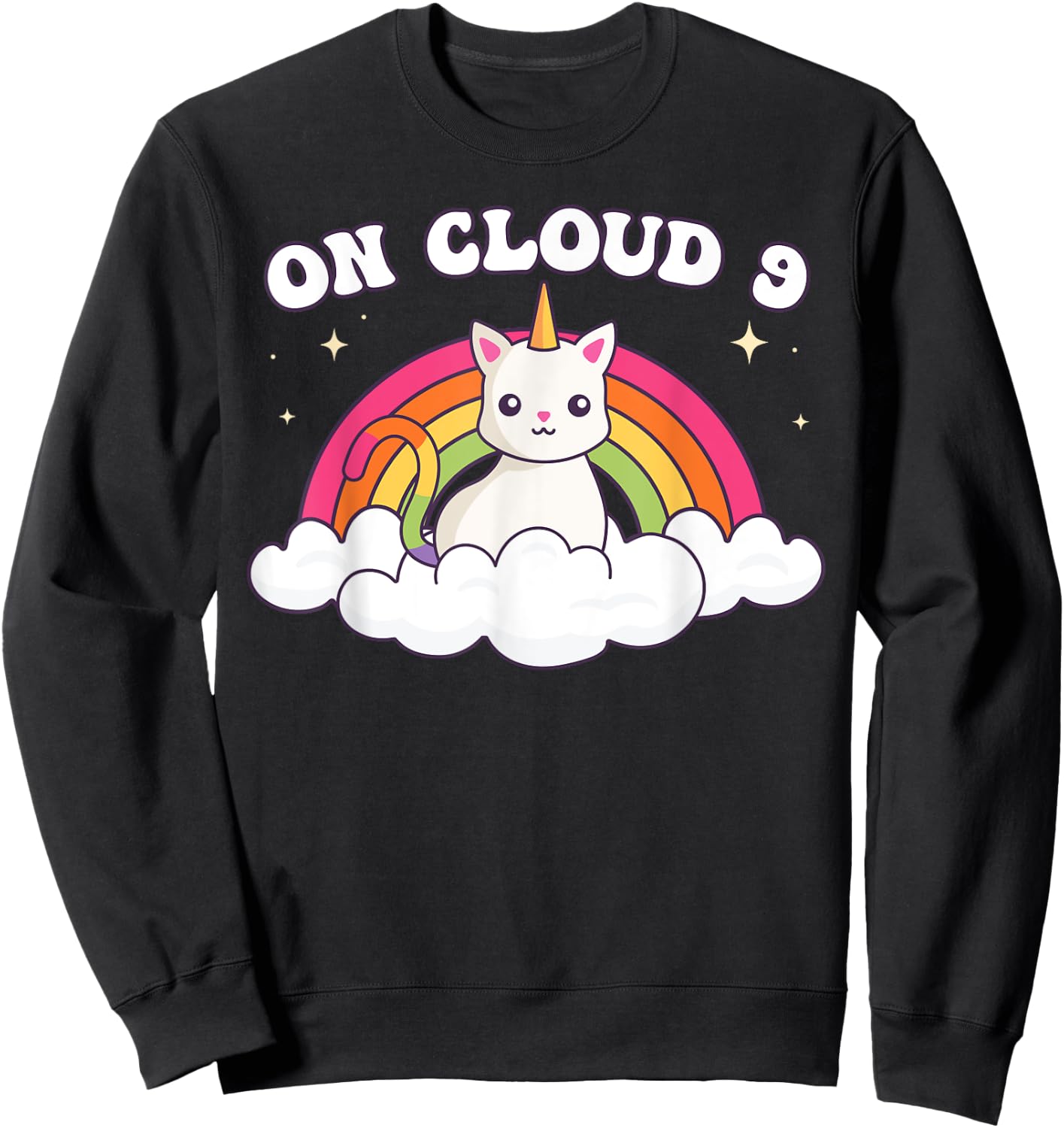 9th Birthday Girl Rainbow On Cloud Nine Sweatshirt - Sweatshirt | Black
