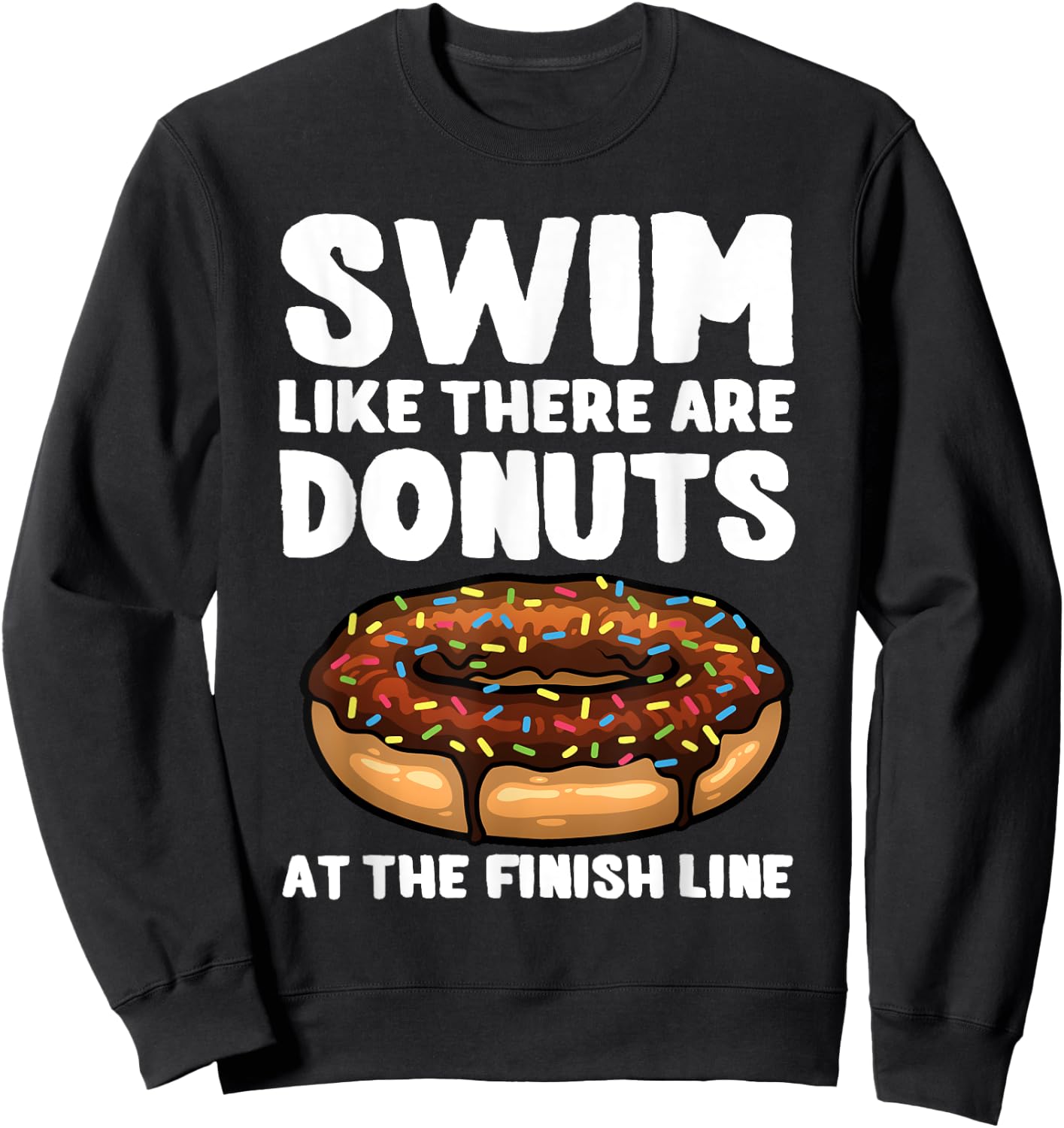 Funny Swimming Donut Design Men Women Swimmer Sports Athlete Sweatshirt - Sweatshirt | Black