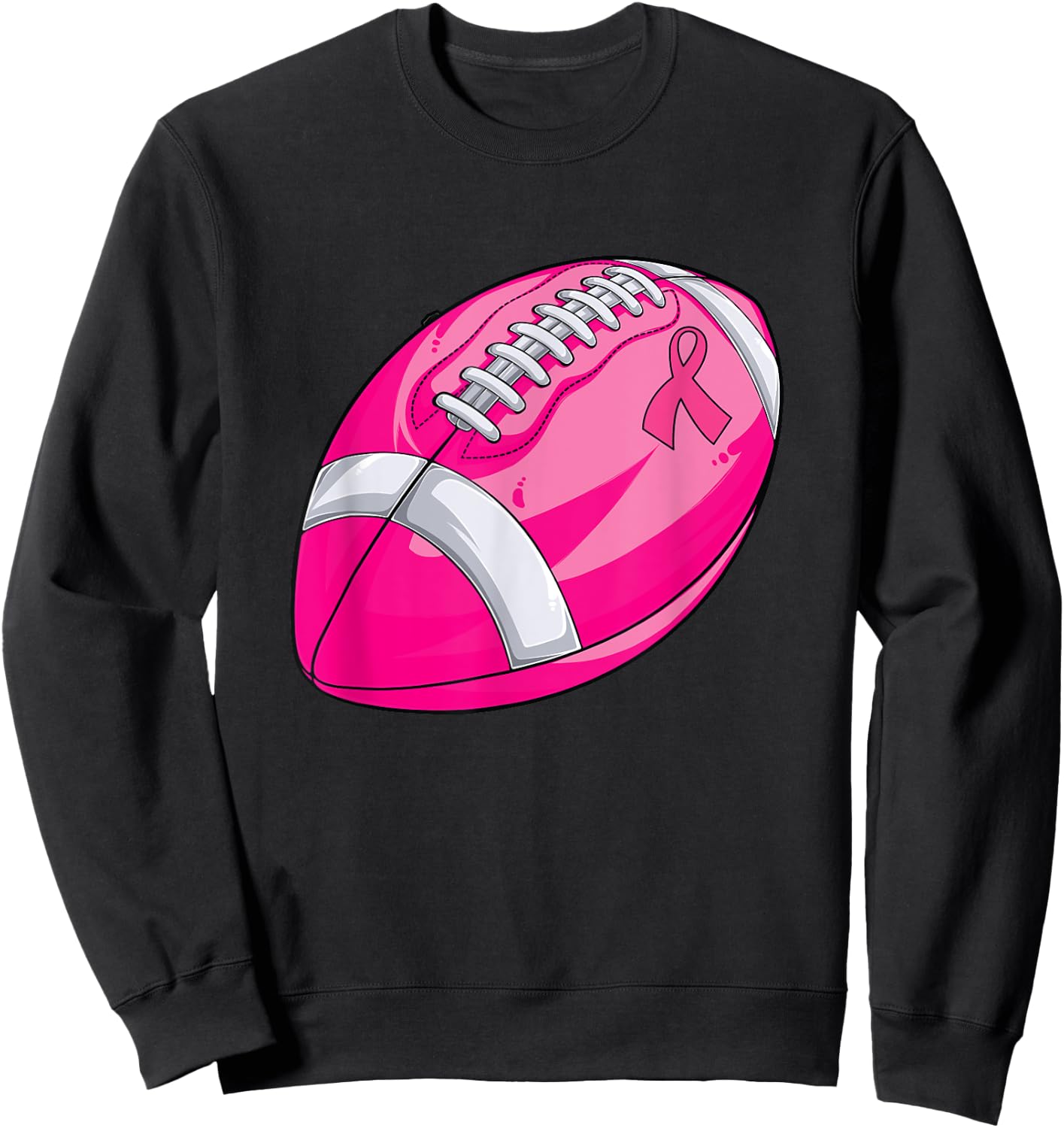 In October We Wear Pink Football Breast Cancer Awareness Sweatshirt - Sweatshirt | Black