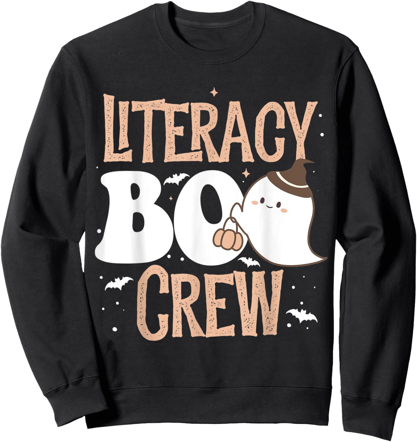 Funny Cute Halloween Literacy BOO Crew Costume Teacher Men Women Kids Sweatshirt - Sweatshirt | Black