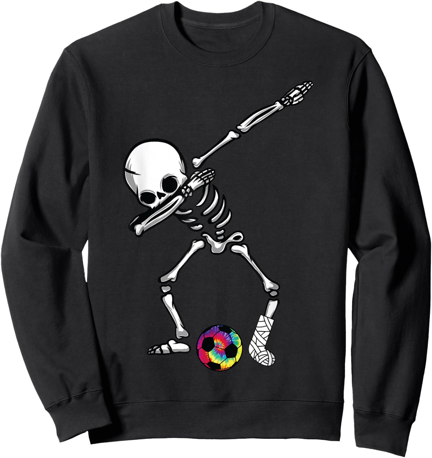 Funny Football Soccer Dab Broken Leg Cast Plaster Leg Injury Sweatshirt - Sweatshirt | Black