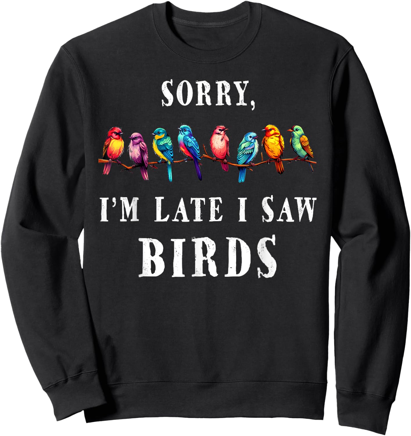 Sorry i'm Late I Saw Birds Funny Bird Lover Birding Sweatshirt - Sweatshirt | Black