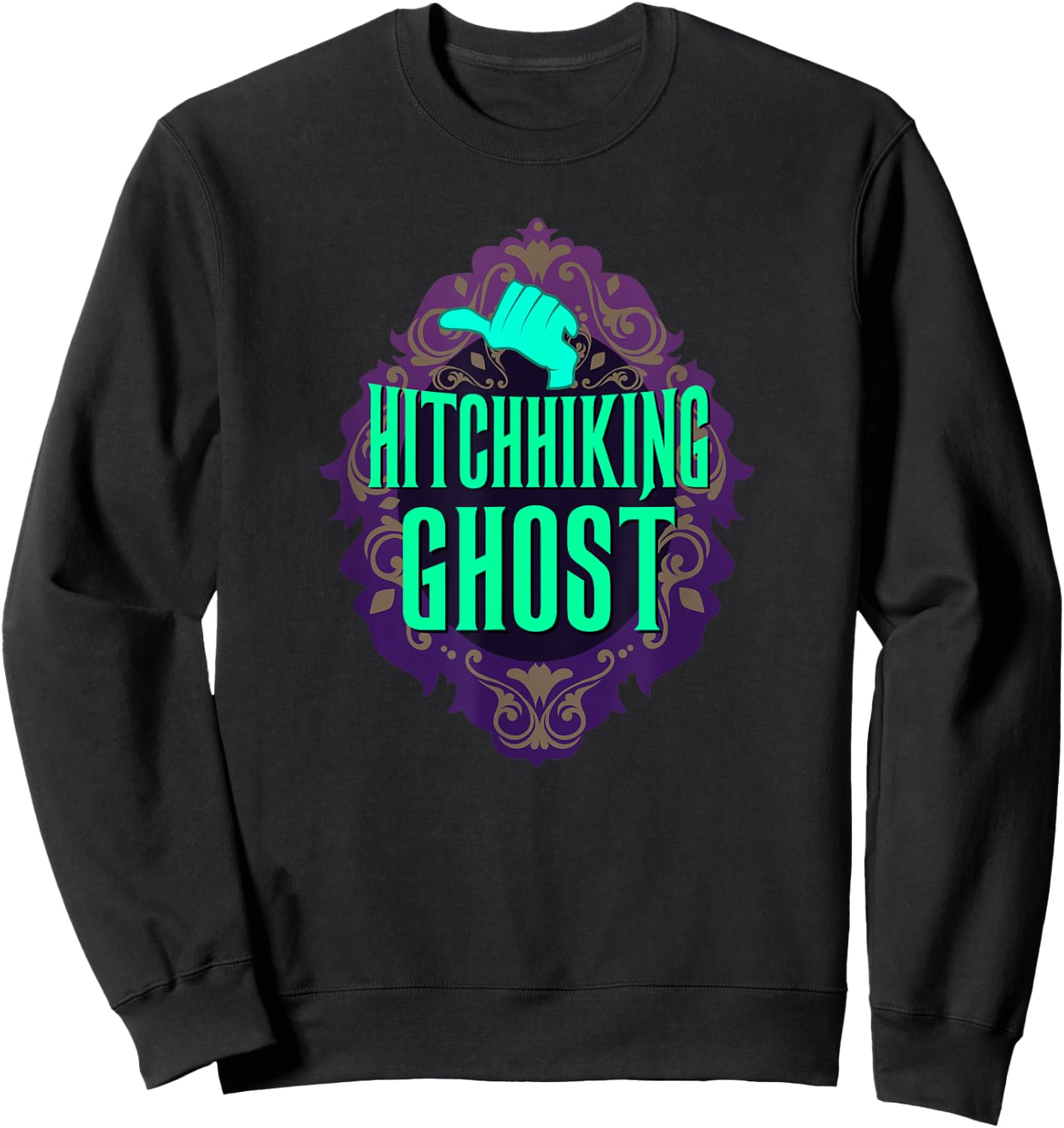 Hitchhiking Ghost Halloween Party Sweatshirt - Sweatshirt | Black