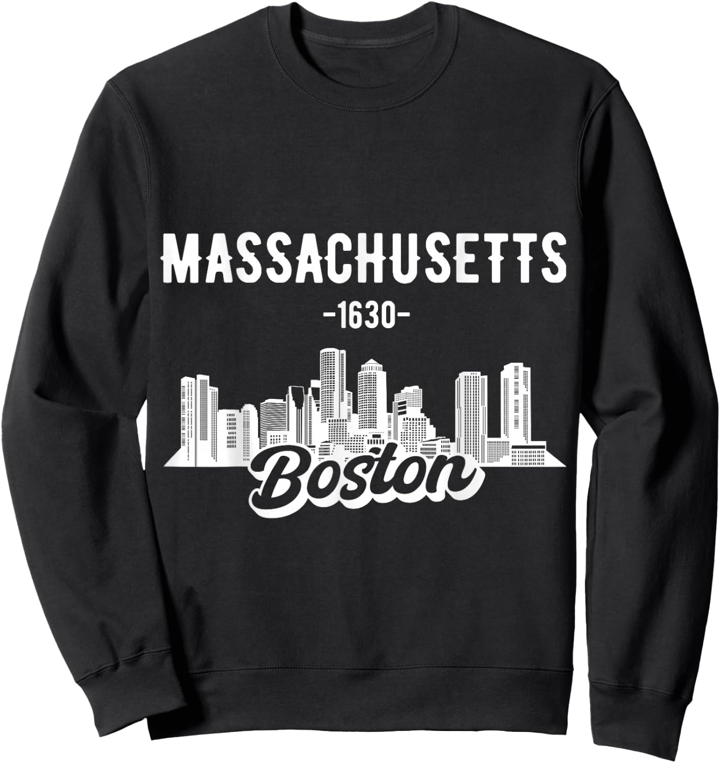 Boston Massachusetts Skyline Sweatshirt - Sweatshirt | Black