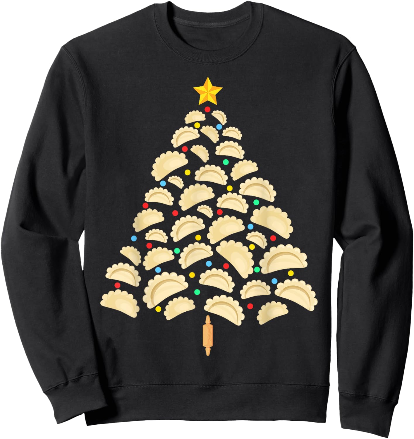 Pierogi Tree Polish Christmas Food Funny Men Women Kids Sweatshirt - Sweatshirt | Black