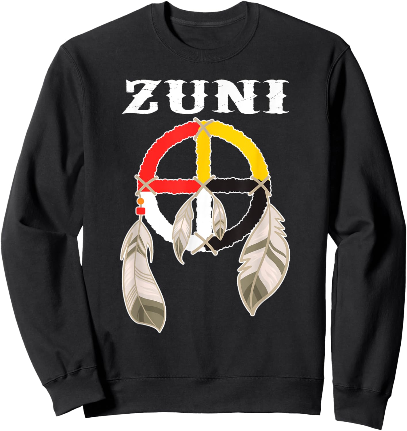 Zuni Tribe Nation Pueblo Native Indian Medicine Wheel Sweatshirt - Sweatshirt | Black