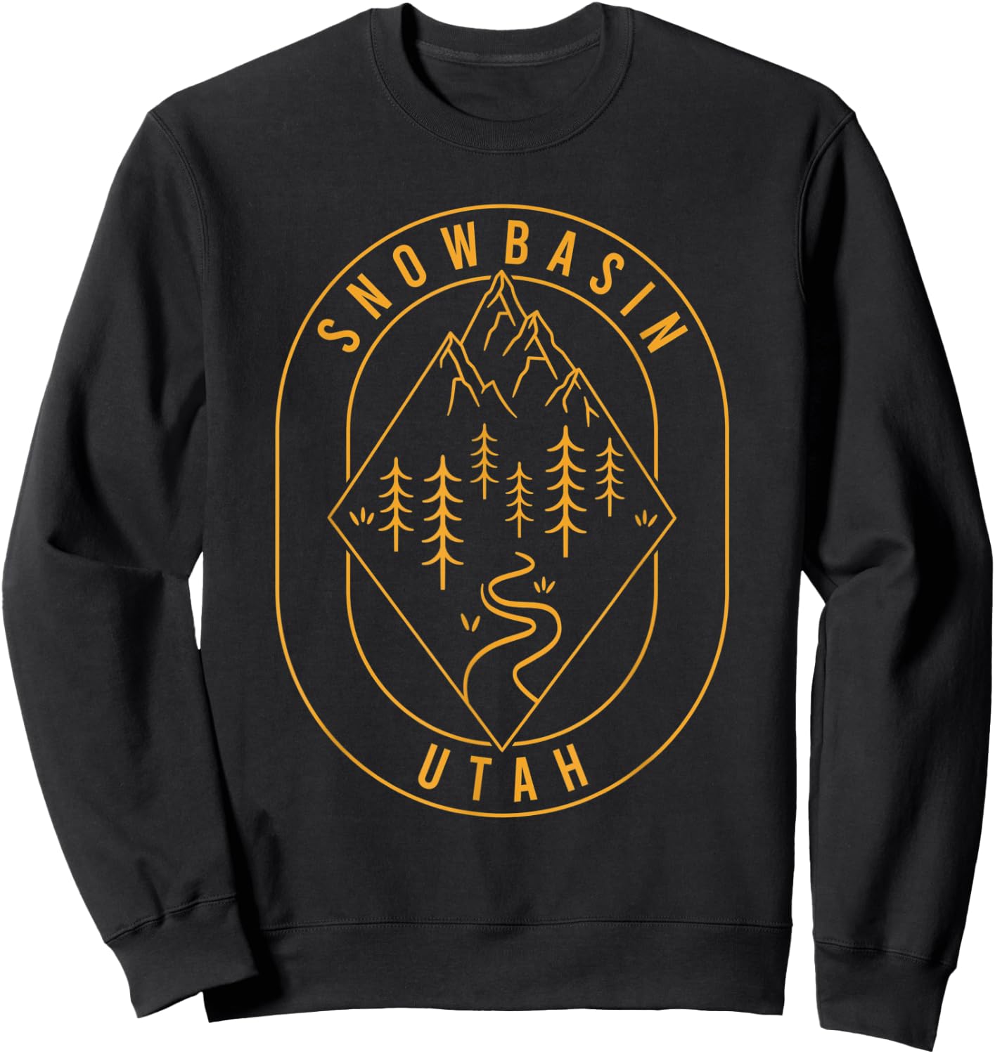 Snowbasin Mountains Utah Hiking Outdoors Minimal Sweatshirt - Sweatshirt | Black