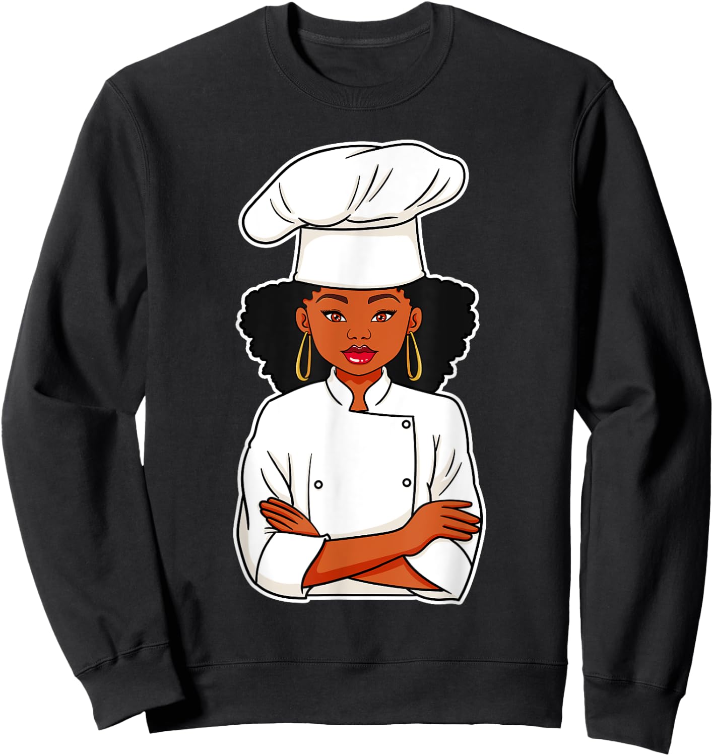 Chef African American Black Woman Afro Hair Cook Culinarian Sweatshirt - Sweatshirt | Black