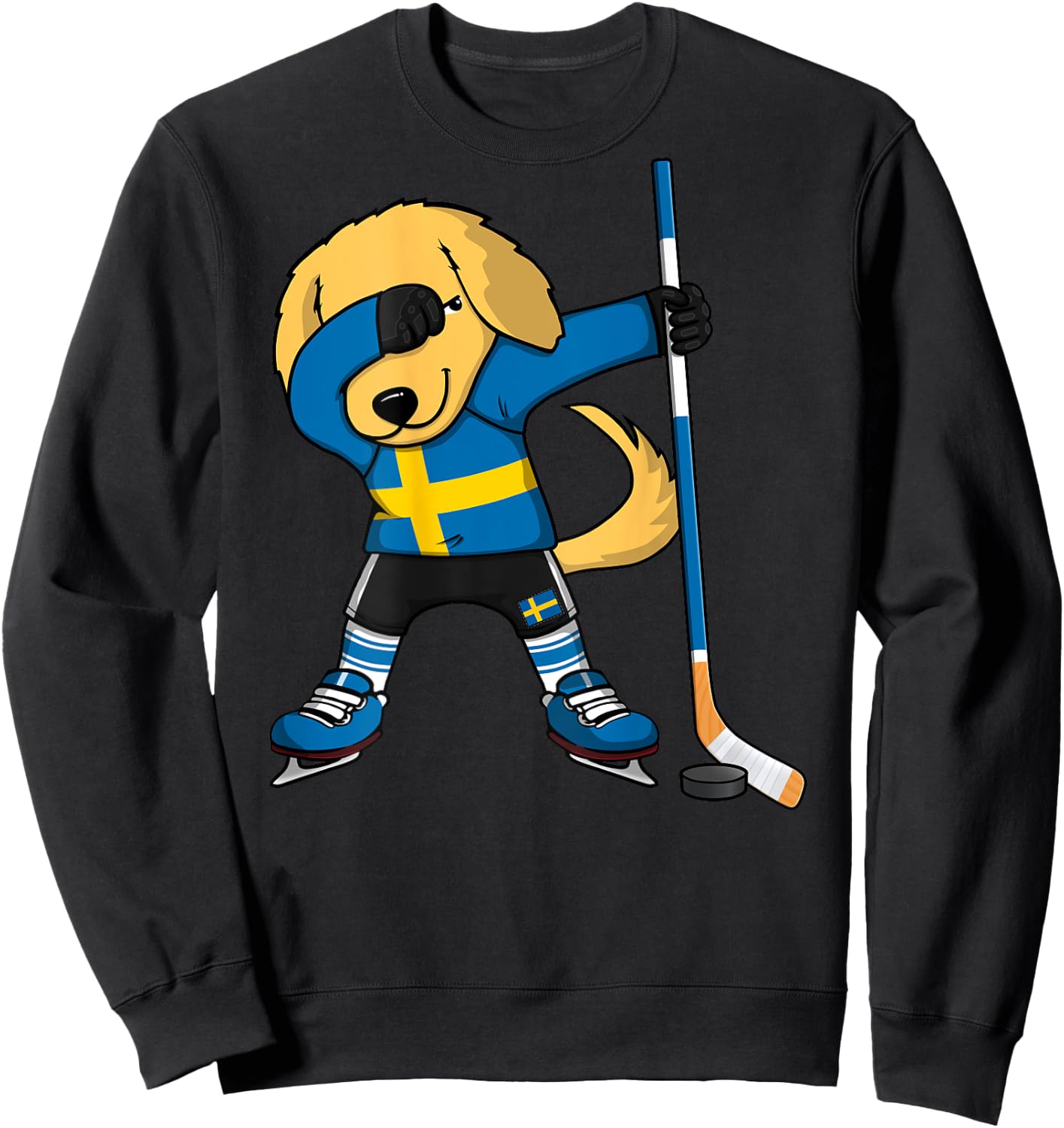 Dabbing Golden Retriever Sweden Ice Hockey Lovers Jersey Art Sweatshirt - Sweatshirt | Black