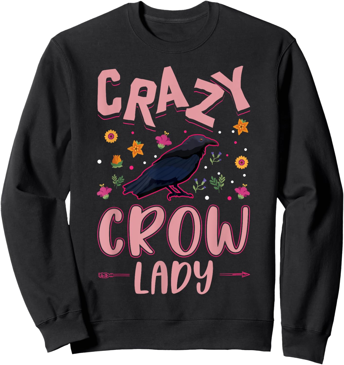 Crazy Crow lady Raven Girl Crow Sweatshirt - Sweatshirt | Black