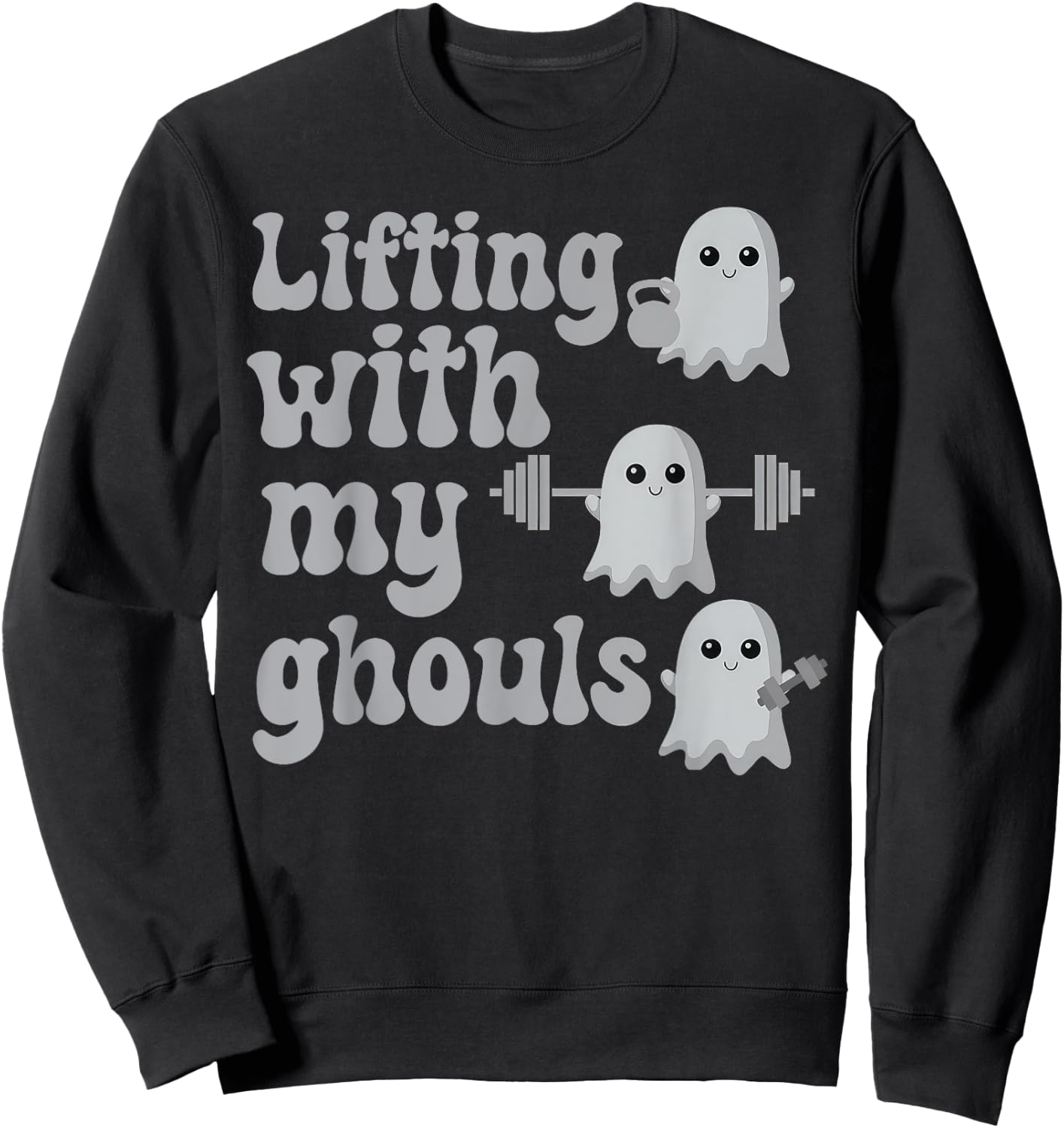 Lifting With My Ghouls Halloween Gym Workout Weightlifting Sweatshirt - Sweatshirt | Black