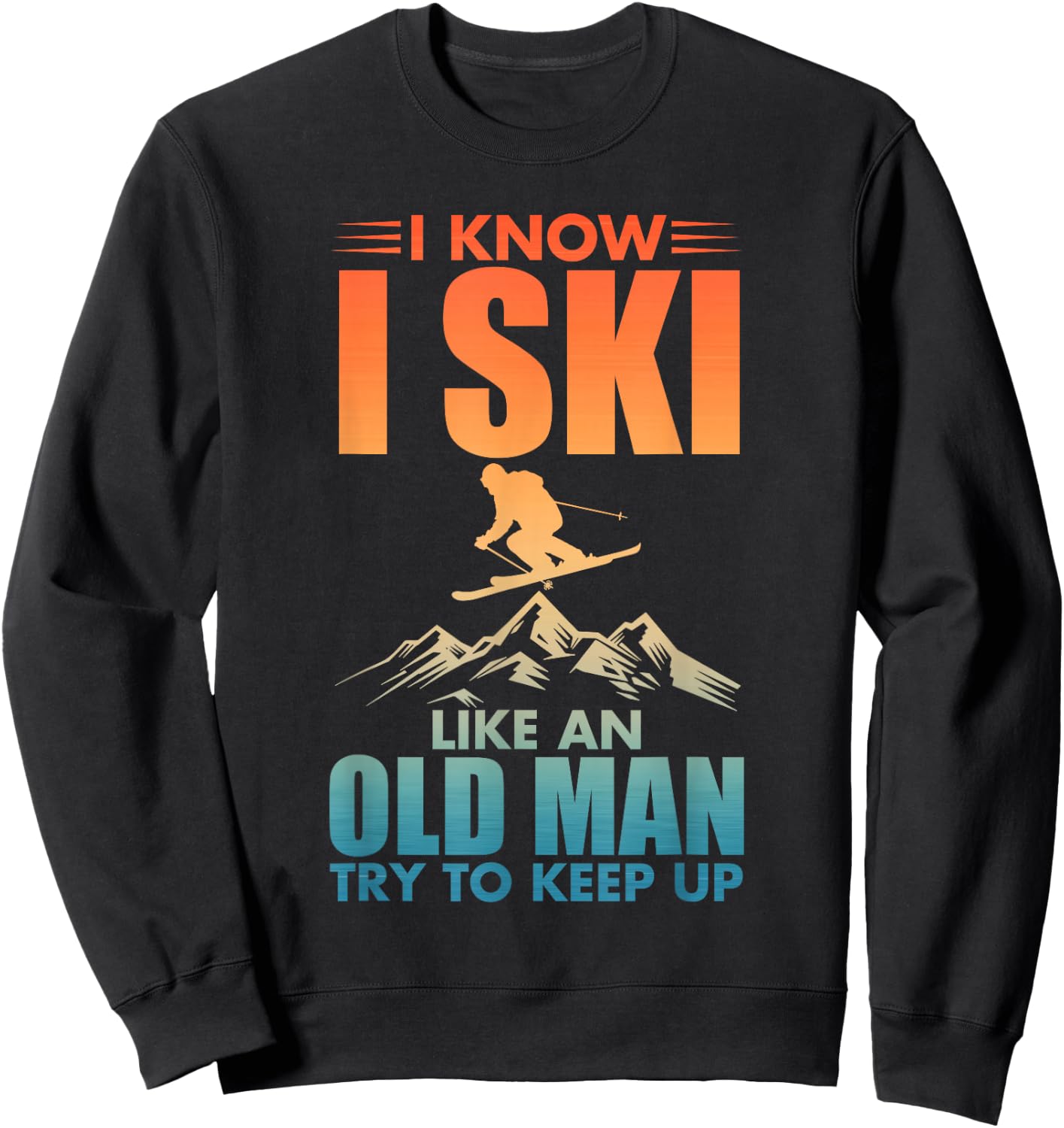 Best Ski Art for Grandpa Men Skiing Nordic Skier Skiing Sweatshirt - Sweatshirt | Black