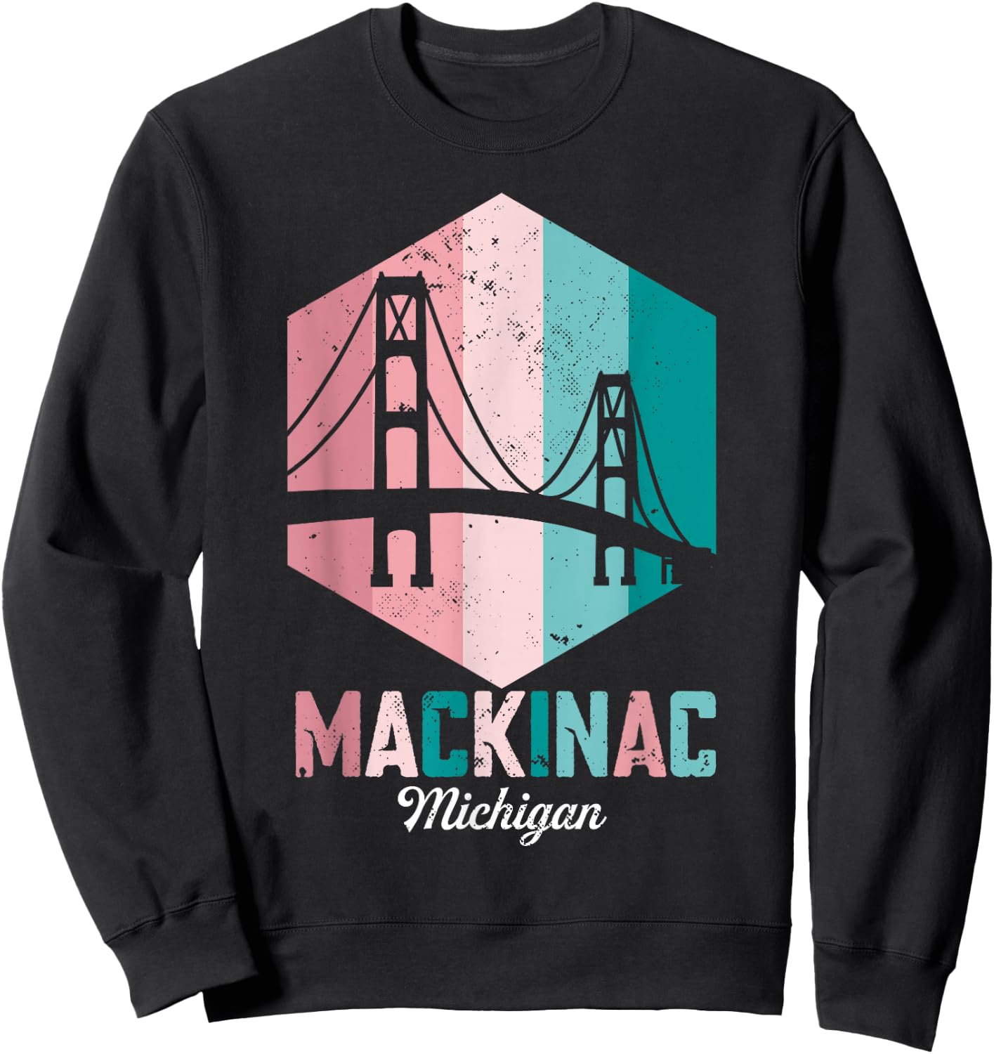 Retro Mackinac Bridge Souvenir Mackinaw Vintage Michigan Sweatshirt - Sweatshirt | Black