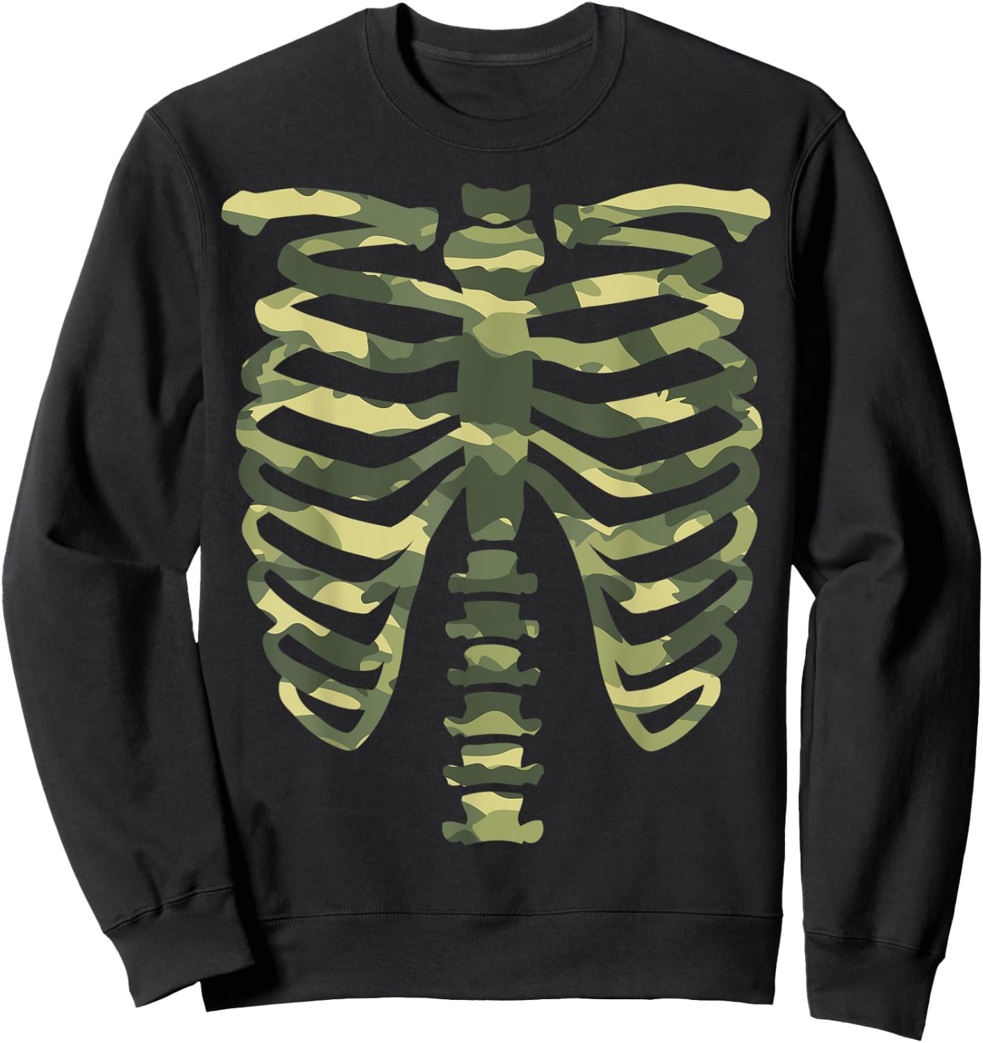 Camo Skeleton Military Halloween Costume Lazy Easy Sweatshirt - Sweatshirt | Black