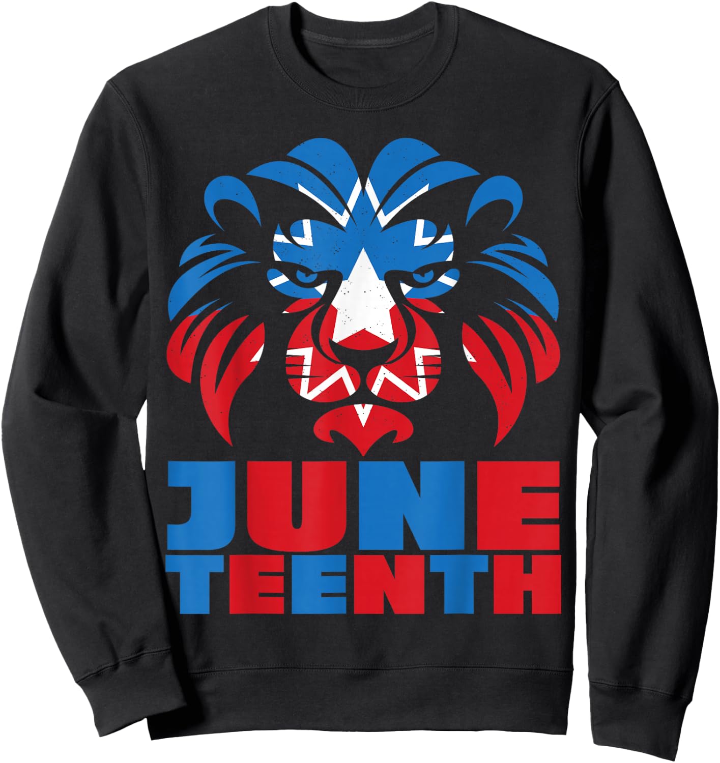 Lion Head Juneteenth Red White Blue Flag Sweatshirt - Sweatshirt | Black