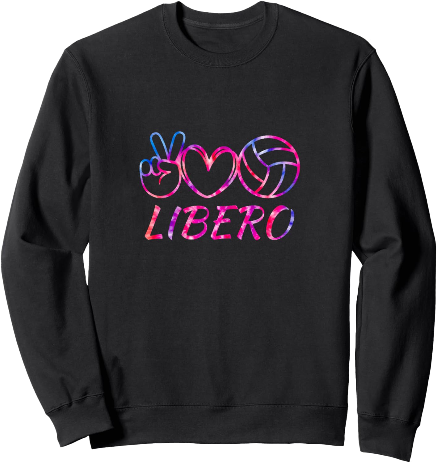 Fun Peace Love Tie Dye Volleyball Libero Volleyball Game Day Sweatshirt - Sweatshirt | Black