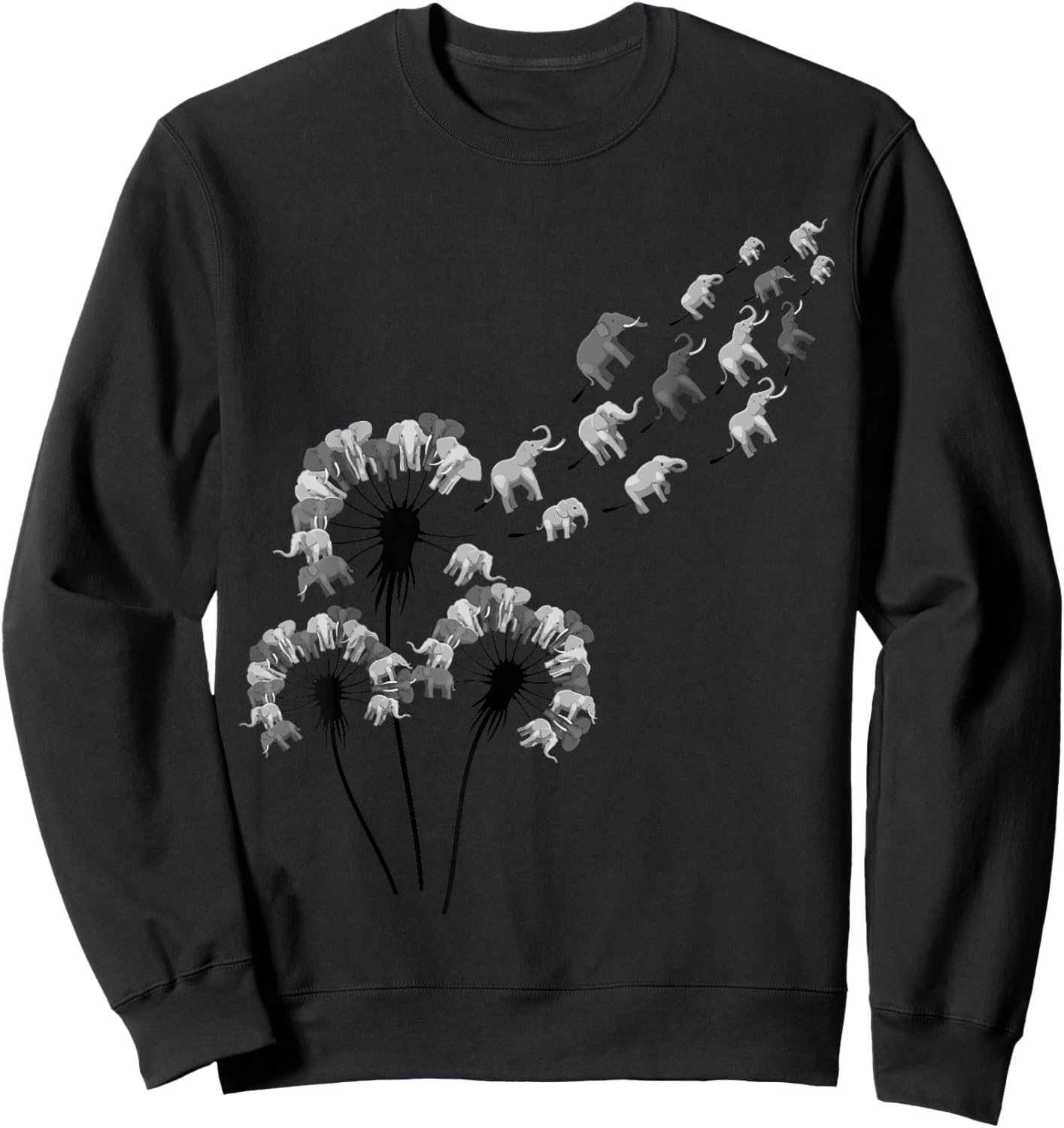 Dandelion Elephants Shirt for Elephant Lover Elephant Sweatshirt - Sweatshirt | Black