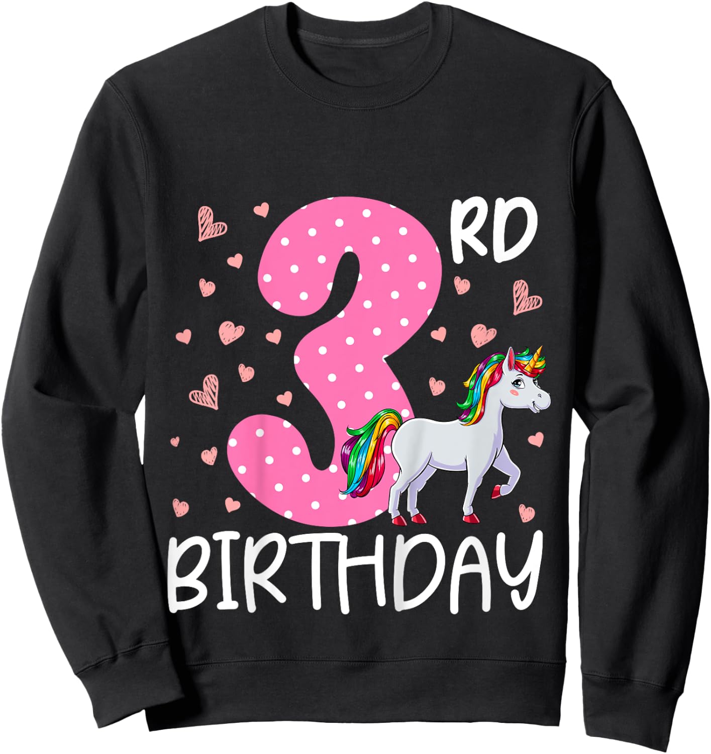 3 Years Old Girls Unicorn 3rd Birthday Sweatshirt - Sweatshirt | Black