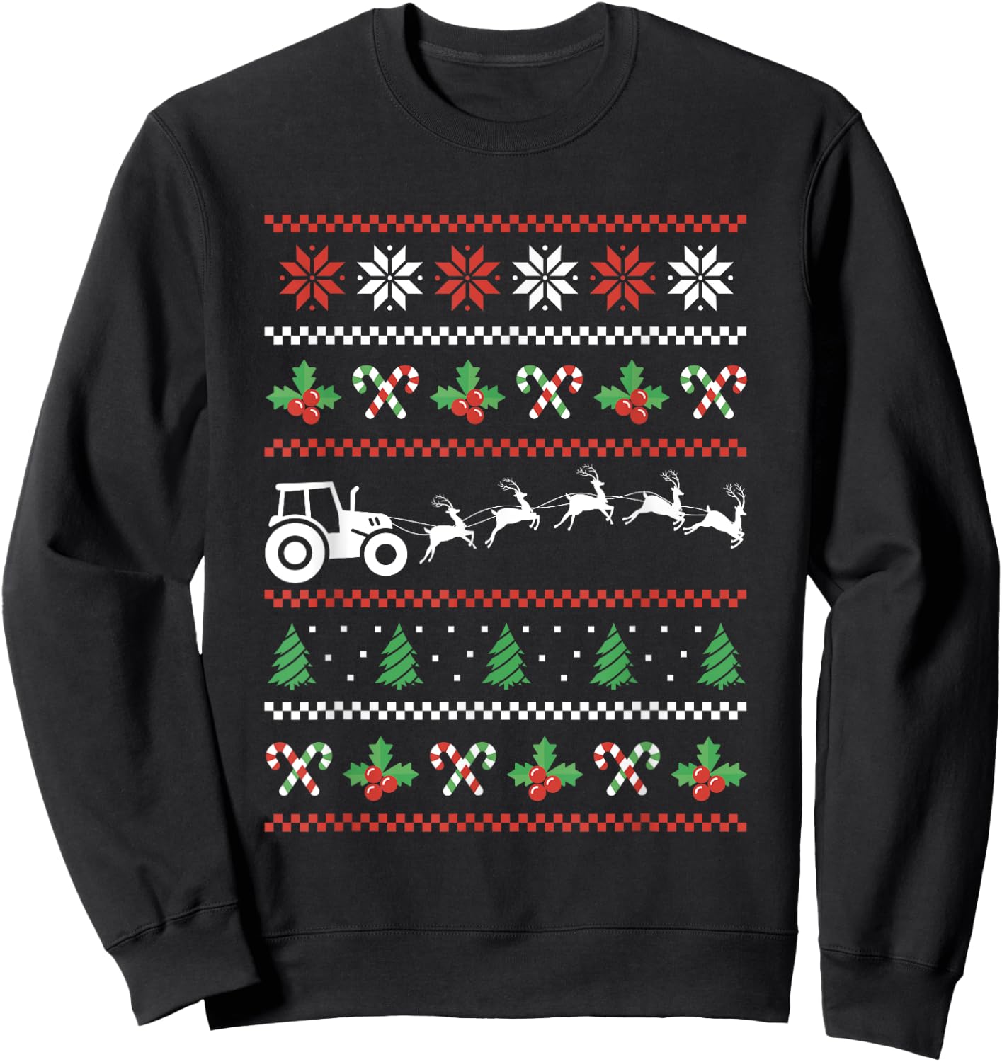 Tractor Reindeer Ugly Christmas Farm Farming Xmas Farmer Sweatshirt - Sweatshirt | Black