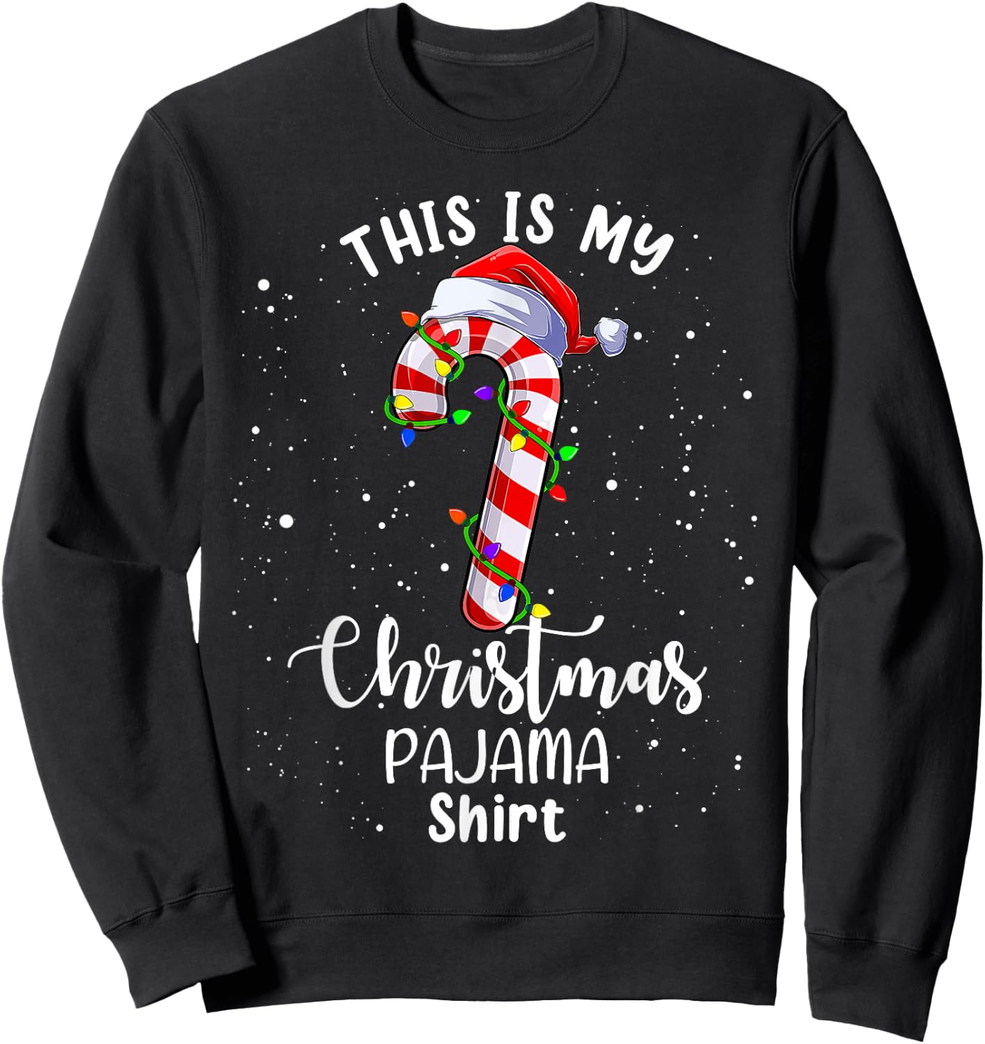 This Is My Christmas Pajama Shirt Candy Cane Kids Boys Girls Sweatshirt - Sweatshirt | Black