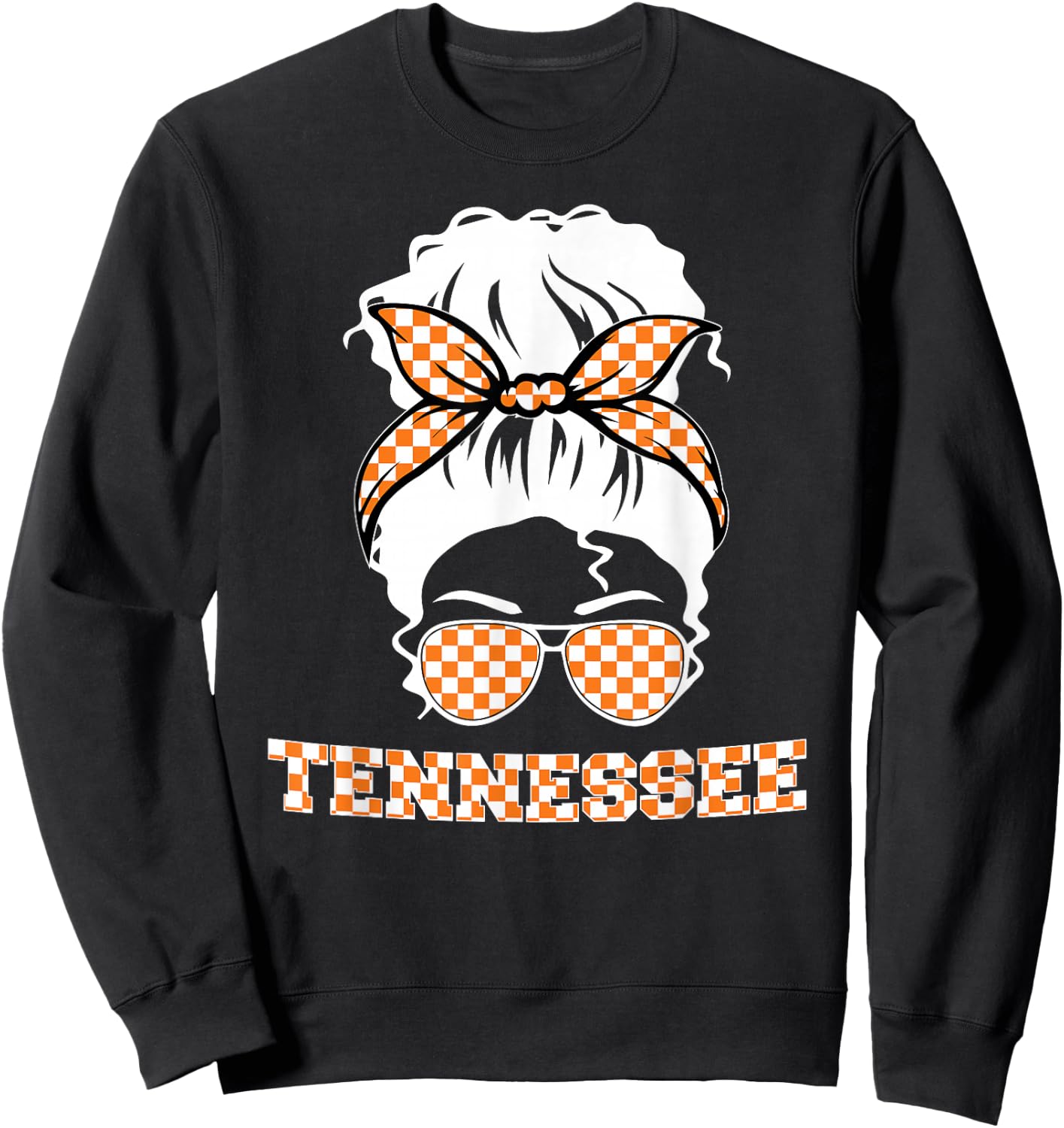 Tennessee State Orange USA Messy Bun Hair Pride TN Sweatshirt - Sweatshirt | Black