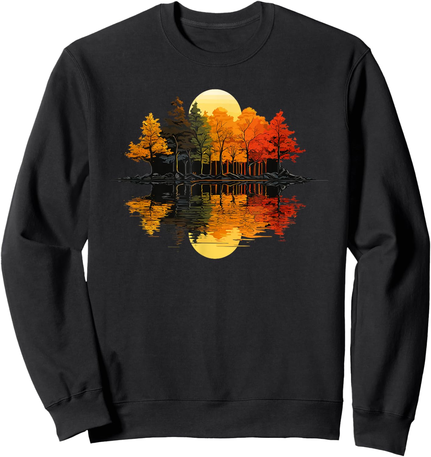 Nature Reflection Forest Trees Outdoor Wildlife Sweatshirt - Sweatshirt | Black