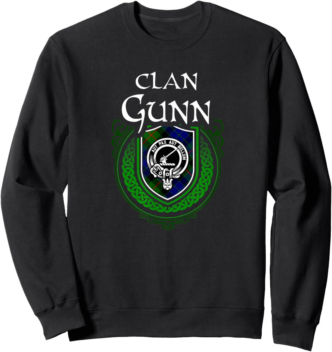 Clan Gunn Surname Scottish Clan Crest Tartan Badge Sweatshirt - Sweatshirt | Black