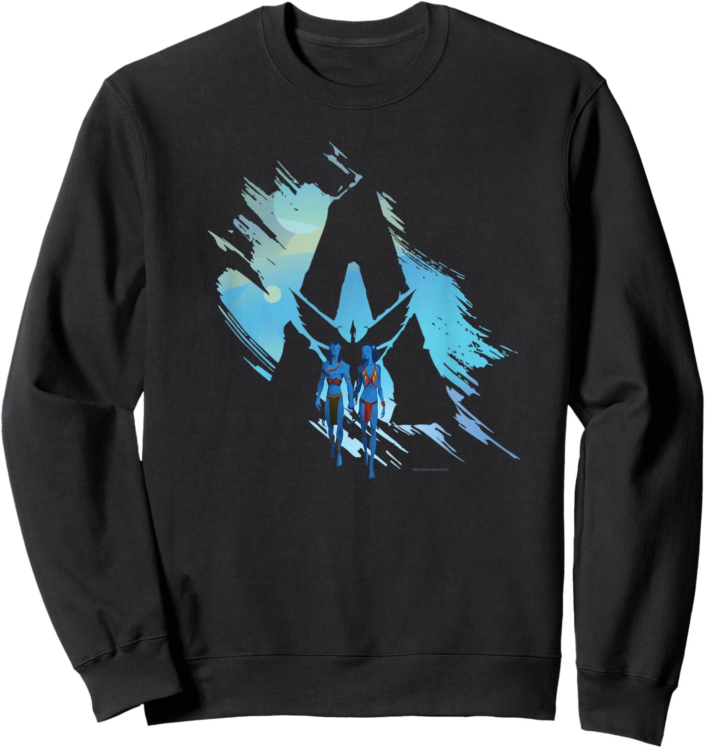 Avatar: The Way of Water Jake and Neytiri A Logo Illustrated Sweatshirt - Sweatshirt | Black