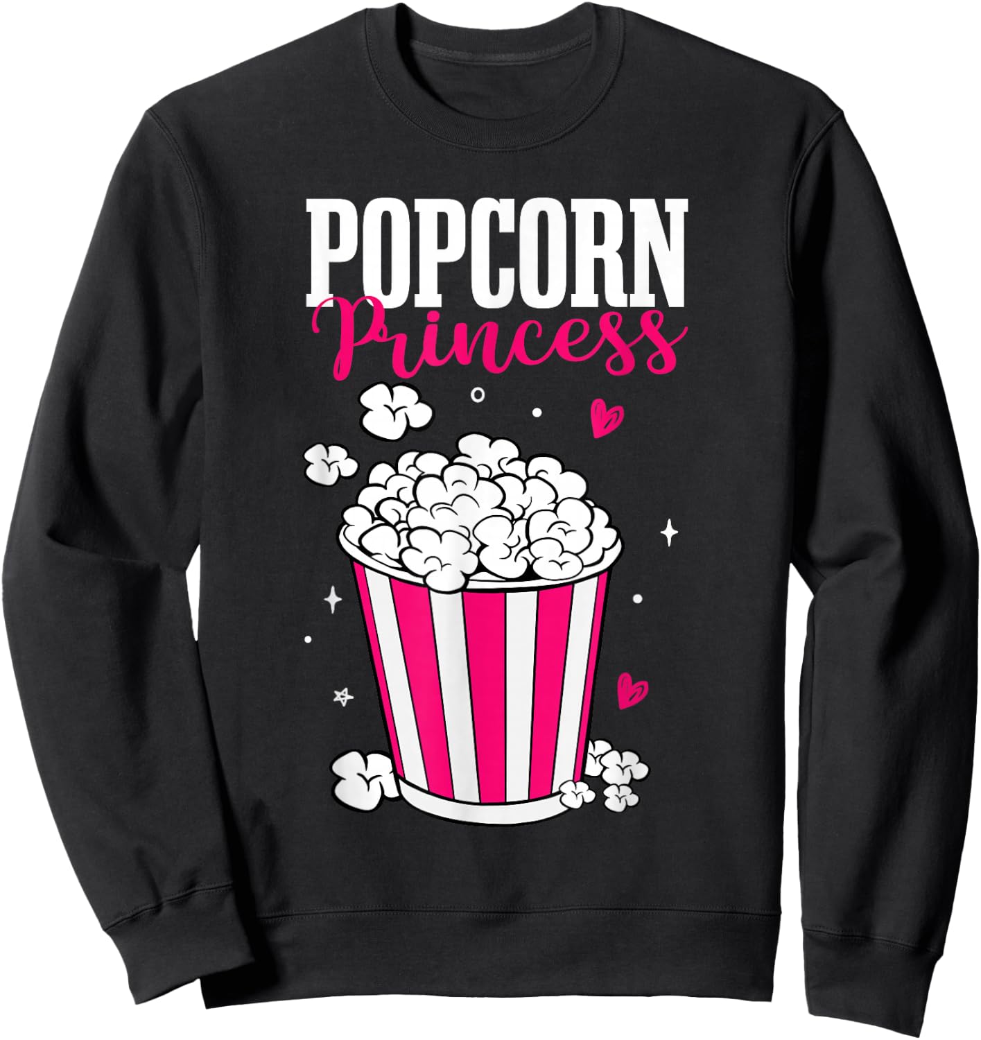 Popcorn Princess Women Cute Movie Night Cinema Snack Sweatshirt - Sweatshirt | Black