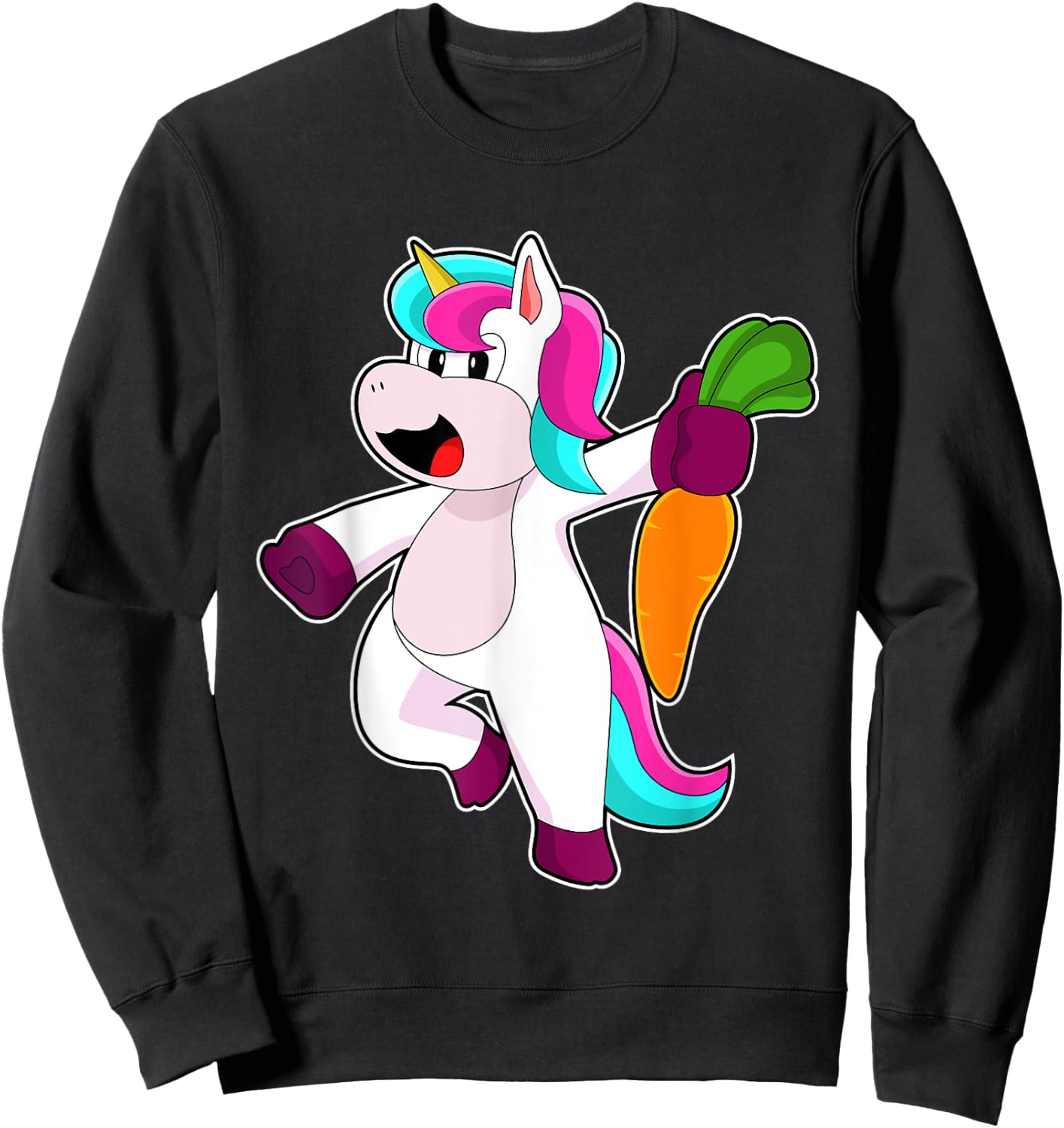Unicorn Carrot Vegetables Sweatshirt - Sweatshirt | Black