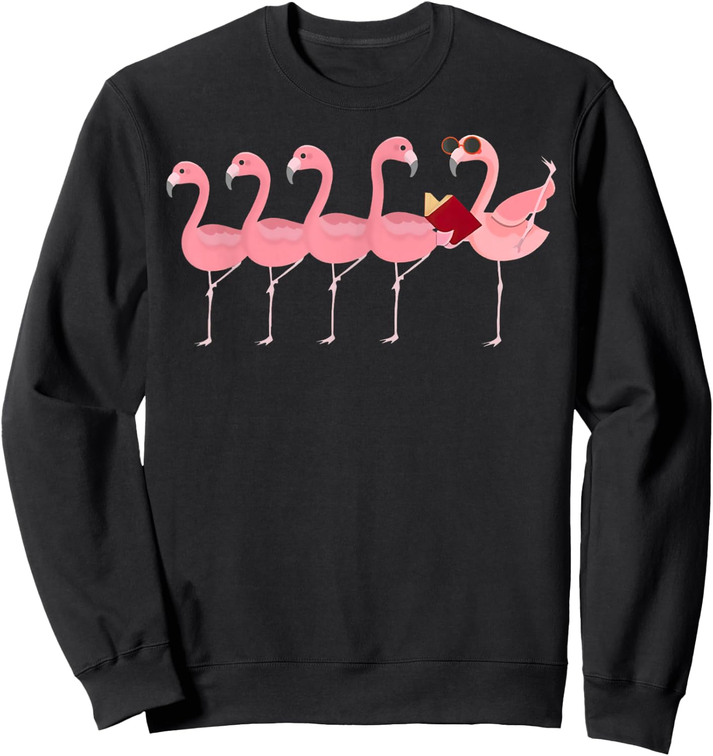 Book Flamingo Reading Classic Sweatshirt - Sweatshirt | Black