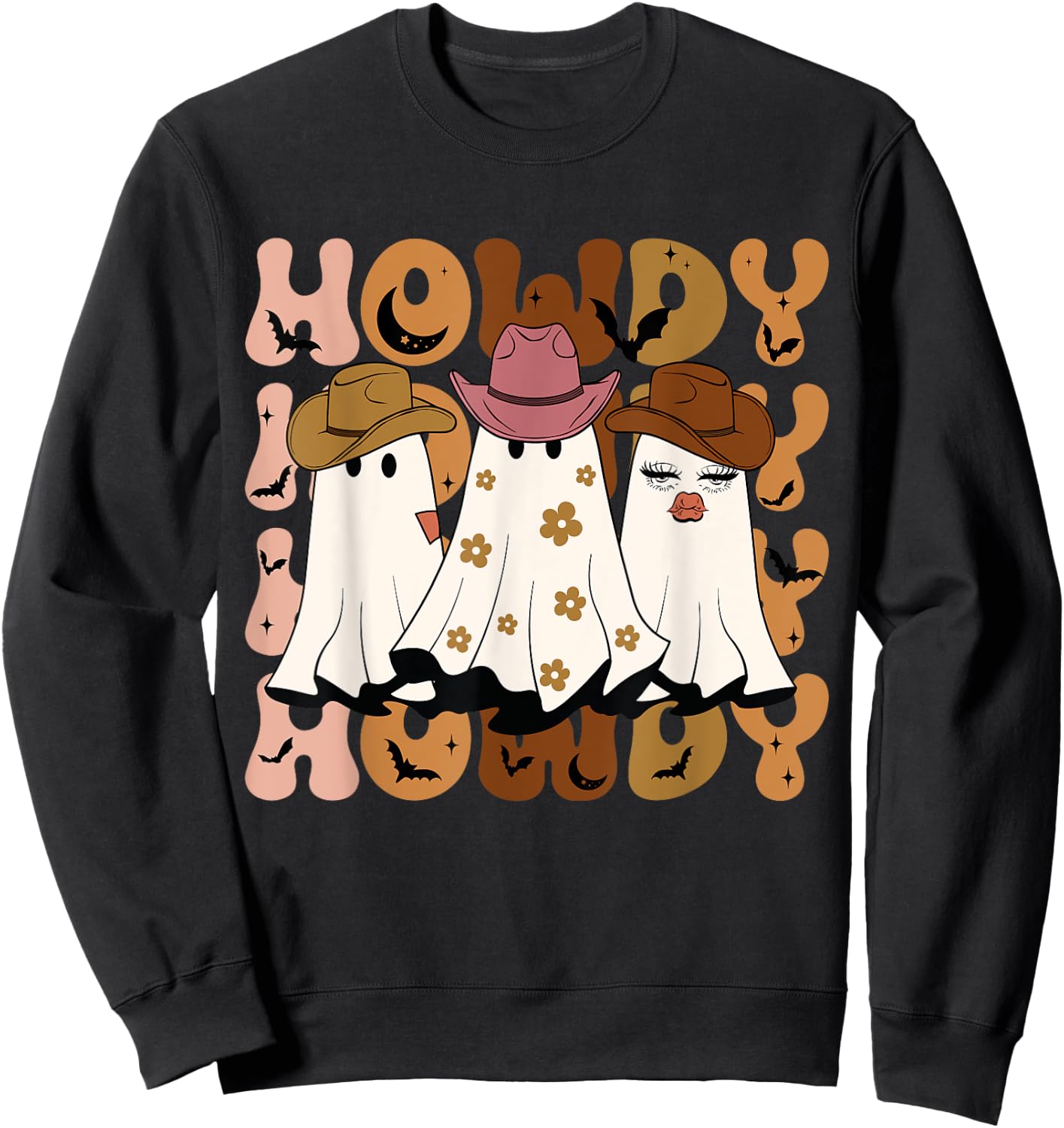 Howdy Ghost Halloween Rodeo Western Howdy Cowboy Cowgirl Sweatshirt - Sweatshirt | Black
