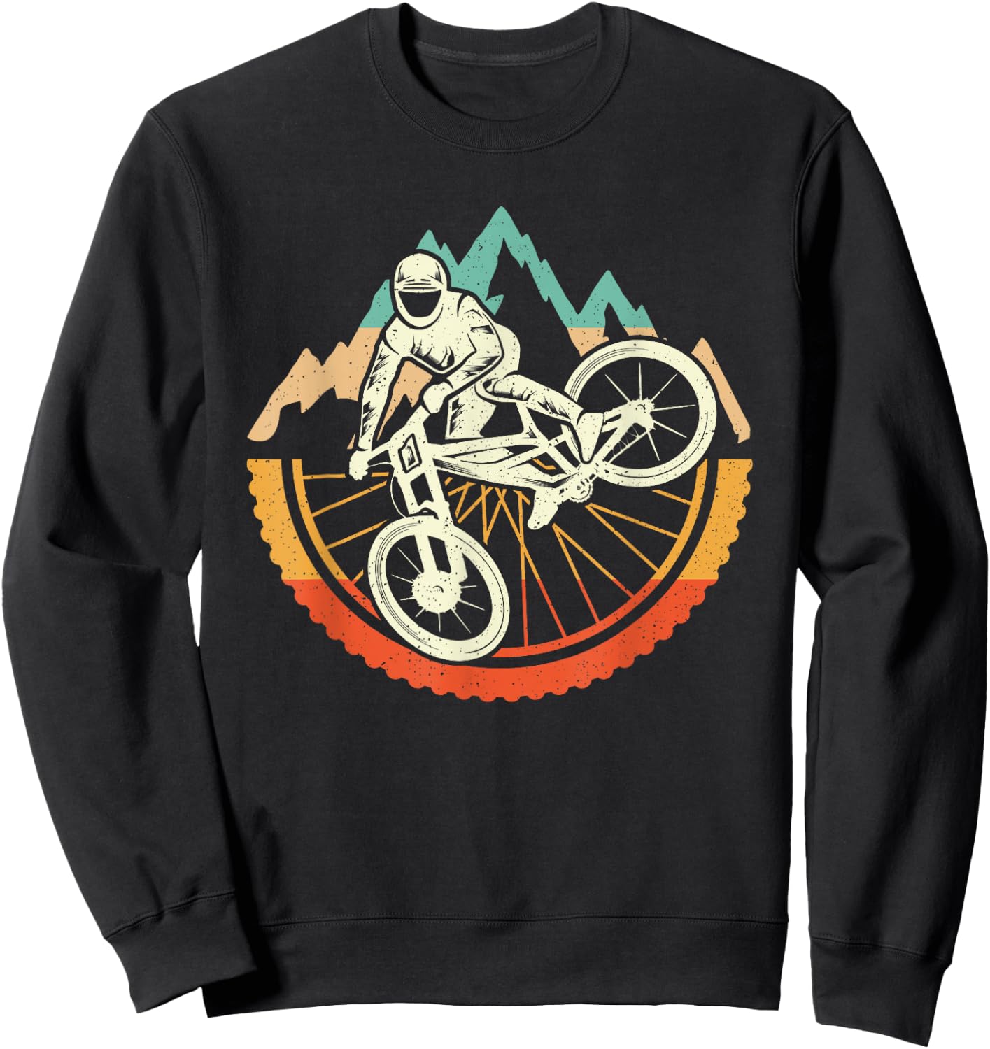 Mountain Bike Downhill Biker Vintage Men Boys MTB Sweatshirt - Sweatshirt | Black