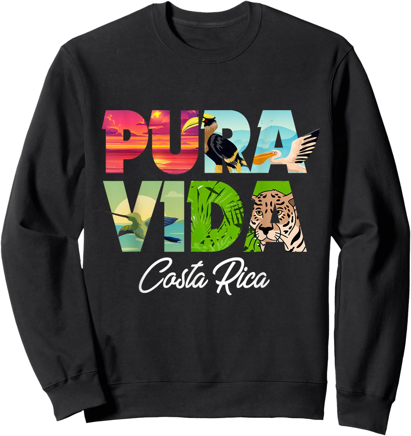 Pura Vida Costa Rica Souvenir - Cool Central America Travel Sweatshirt - Sweatshirt | Black