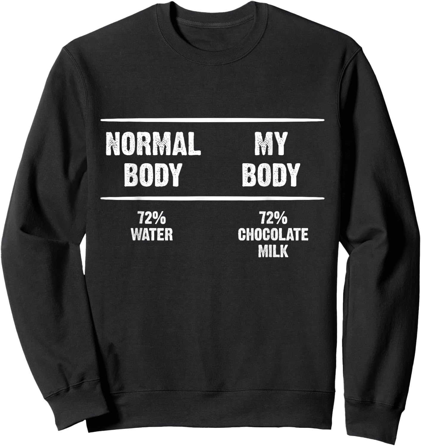 Water and Chocolate Milk Body Percentage Funny Milkaholic Sweatshirt - Sweatshirt | Black