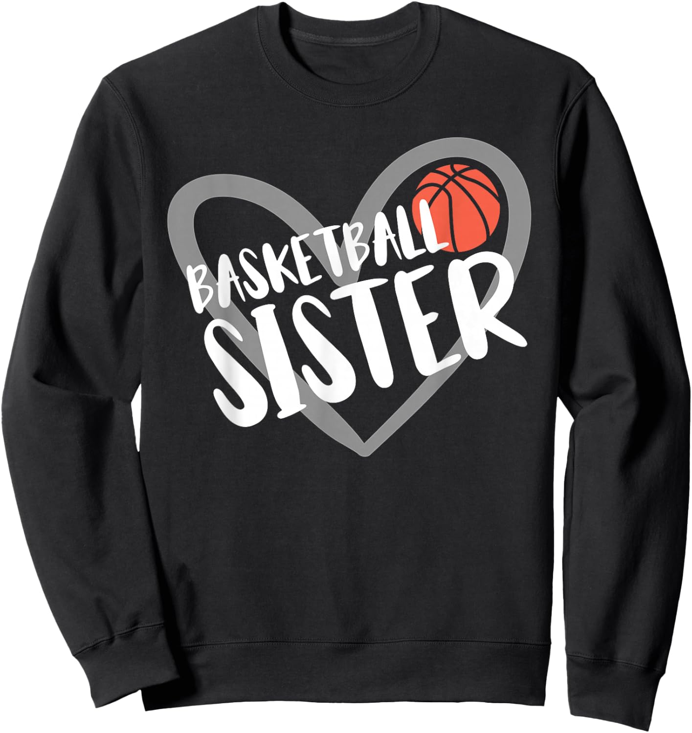 Basketball Sister Heart Sweatshirt - Sweatshirt | Black