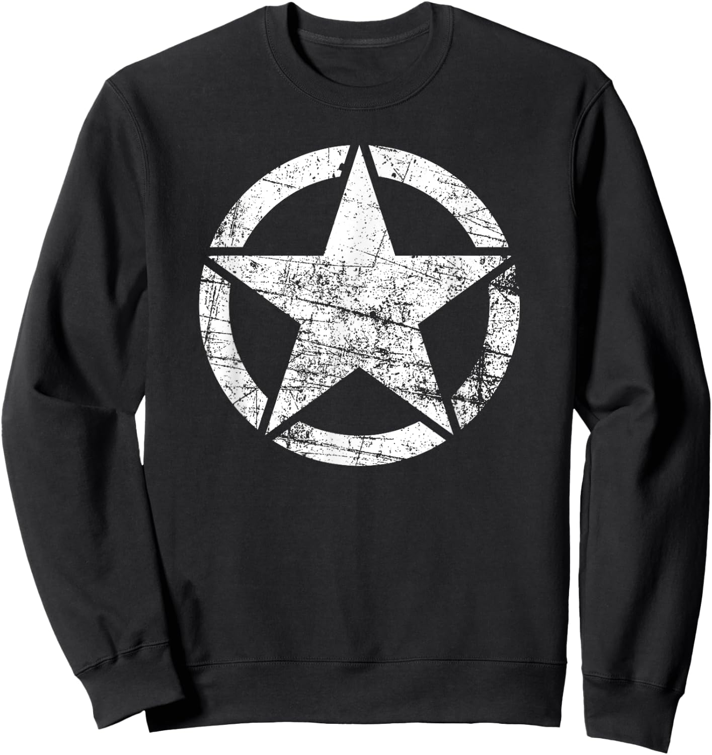 Vintage Army Star Classic Retro USA Military Distressed Logo Sweatshirt - Sweatshirt | Black