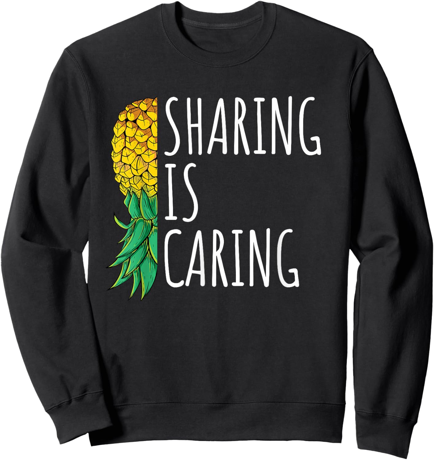 Vintage Sharing is Caring Upside Down Pineapple Swinger Sweatshirt - Sweatshirt | Black