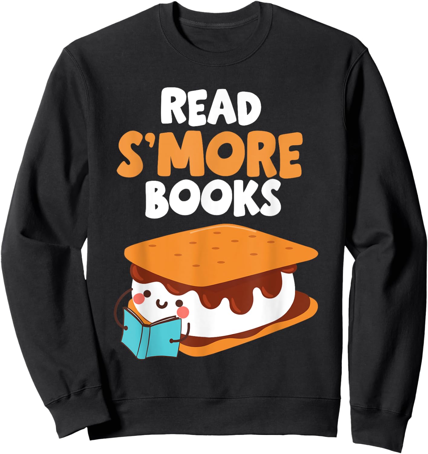 Marshmallow Camping Campfire Funny Read Smore Books Sweatshirt - Sweatshirt | Black