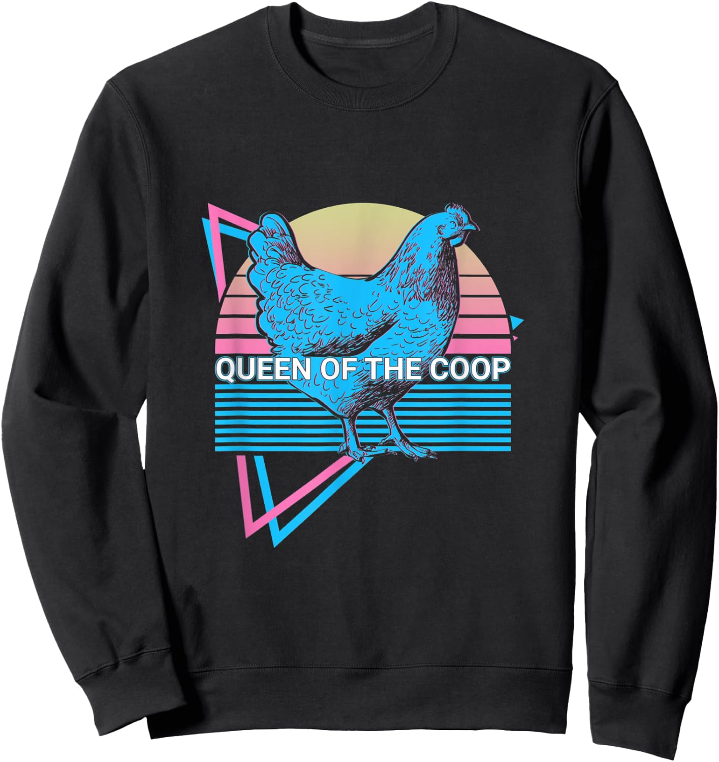 Funny Chicken Retro Queen Of The Coop Sweatshirt - Sweatshirt | Black