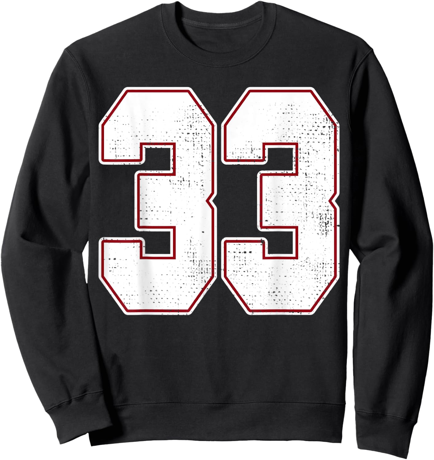 #33 Outline Number 33 Fan Varsity Sports Team Blue Jersey Sweatshirt - Sweatshirt | Black