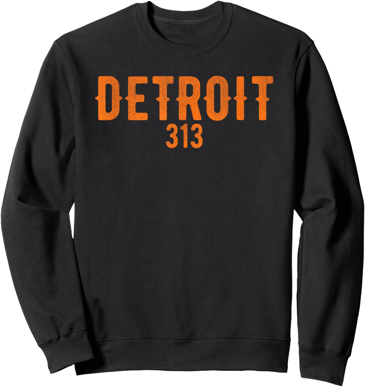 Design Detroit 313 Orange Text Apparel Sweatshirt - Sweatshirt | Black