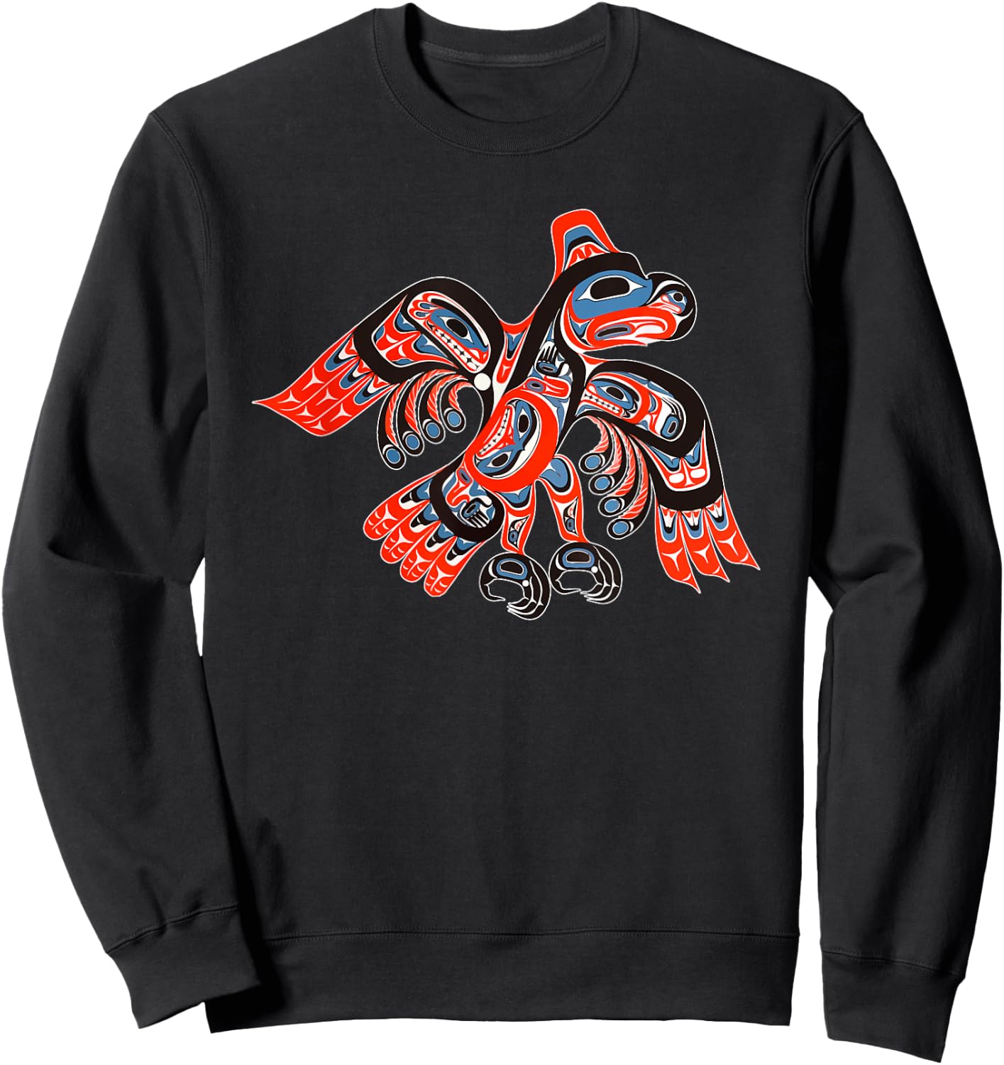 Alaska Native American Art Tlingit Haida Eagle Tribal Sweatshirt - Sweatshirt | Black