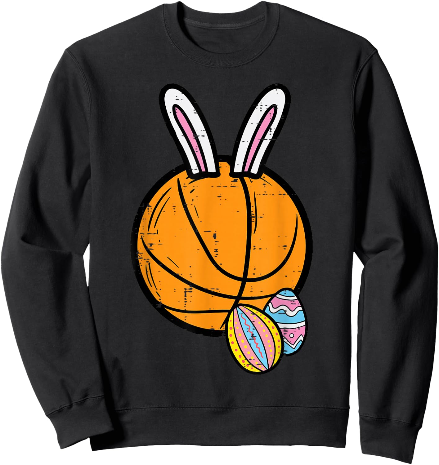 Easter Basketball Bunny Rabbit Sports Men Boys Kids Teens Sweatshirt - Sweatshirt | Black