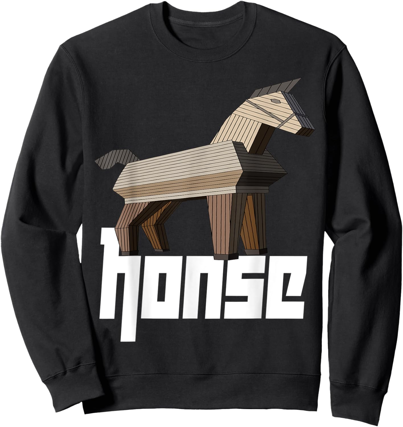 Honse Meme, Funny Wooden Horse Sweatshirt - Sweatshirt | Black